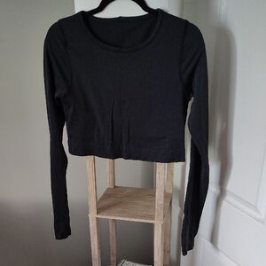 lululemon athletica Black Ribbed Crop Top